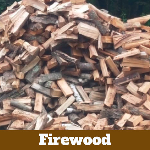 Pile of pre-chopped and split wood for fire